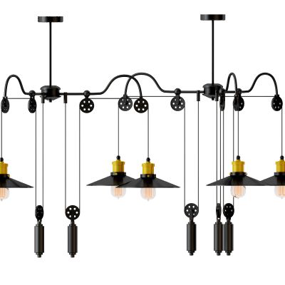 现代铁艺滑轮吊灯组合3D模型