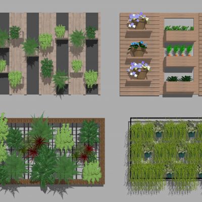 新中式绿植墙 背景墙