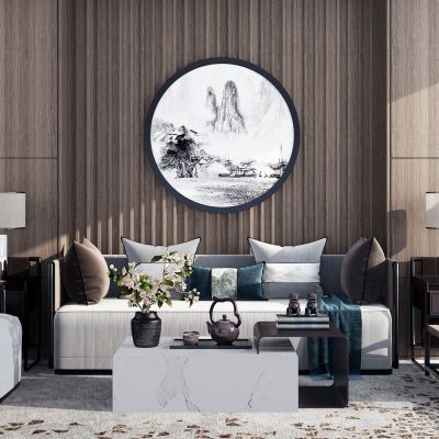 新中式沙发茶几3D模型