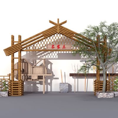 现代民宿乡村大门门头