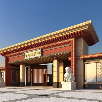 新中式售楼处会所别墅入口大门