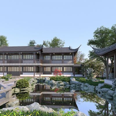 新中式古建庭院花园