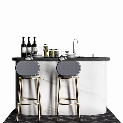 现代金属吧台椅子摆件组合