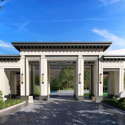 新中式景观庭院售楼处别墅