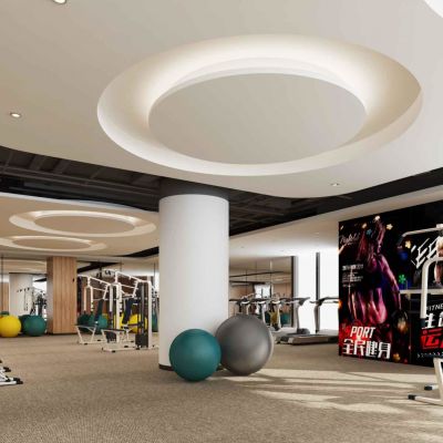 现代健身会所健身房器材跑步机