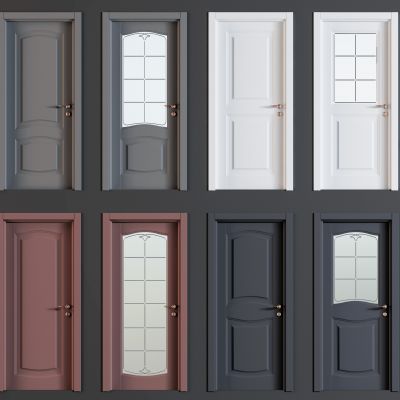 欧式木门玻璃门组合