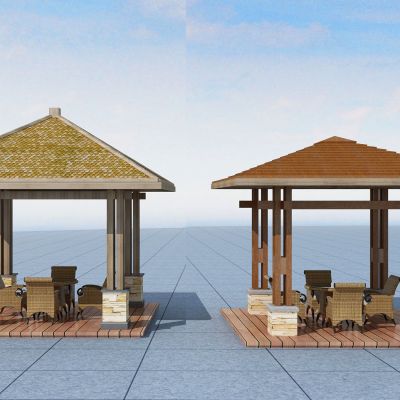 新中式茅草凉亭