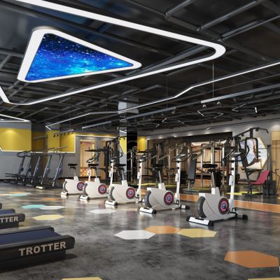 现代健身会所健身房器材跑步机