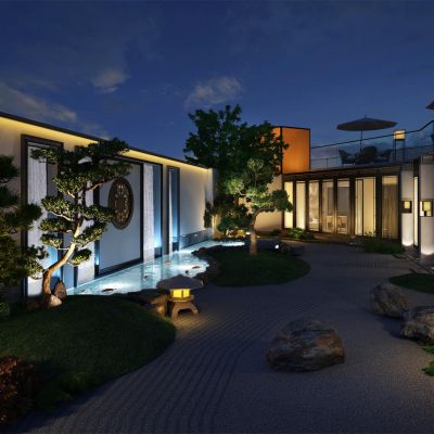 中式会所景观庭院