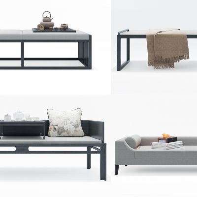 现代古典实木罗汉床沙发