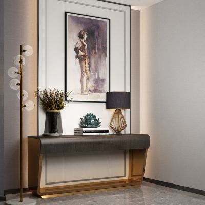 现代轻奢装饰柜端景台玄关柜摆台落地灯