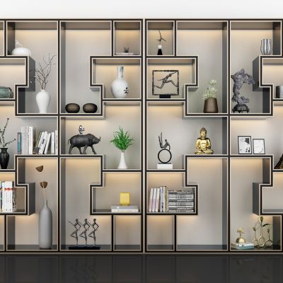 新中式古典实木博古架