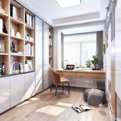 现代北欧书房书柜