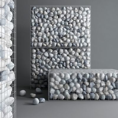 现代石头挡墙 钢丝网 鹅卵石