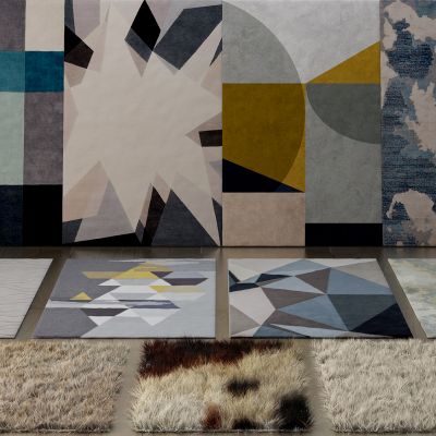 北欧现代地毯 毛发地毯组合