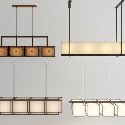 新中式长条吊灯组合