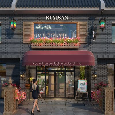 简欧门头 古街 咖啡馆 花店外立面