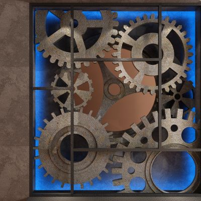 工业风齿轮装饰墙
