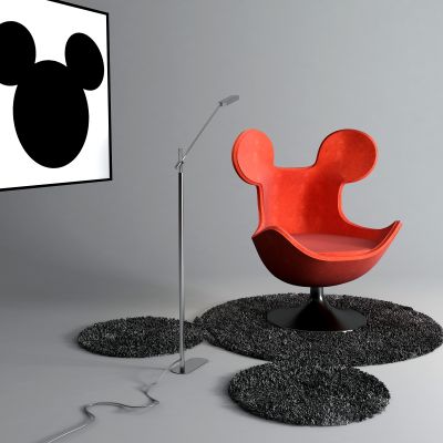 现代熊猫椅 熊猫造型地毯