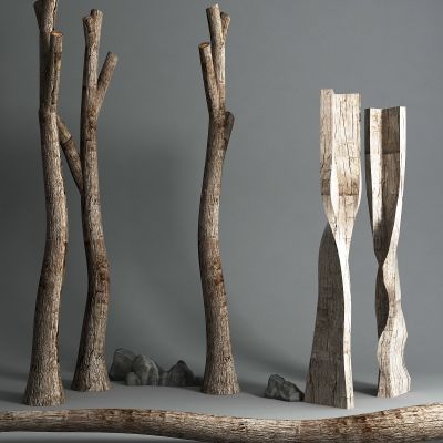 现代枯木景观小品 树干 老木头 木板 干枝