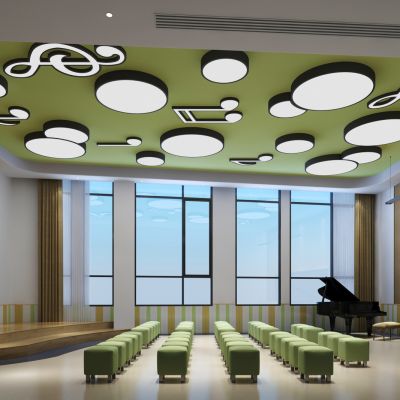 现代音乐教室 凳子 音符  五线谱