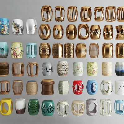 新中式鼓凳 墩子组合