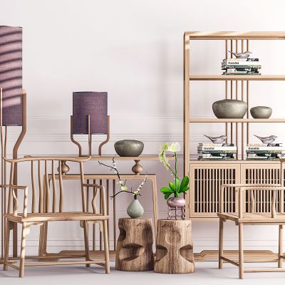 新中式单椅茶几