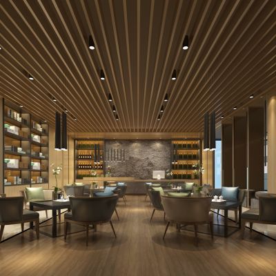 新中式酒店大堂吧 休息区 咖啡吧 休闲区