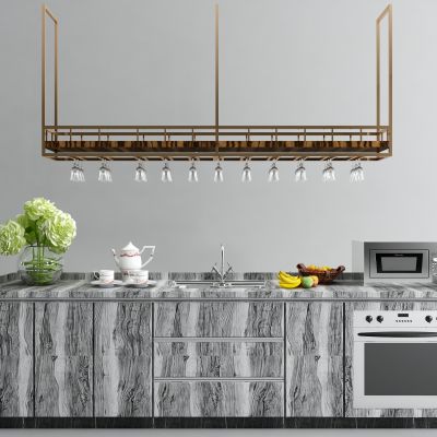 现代水吧台 吊架 酒架 微波炉