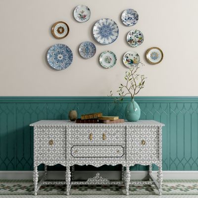 东南亚装饰柜  盘子  墙饰