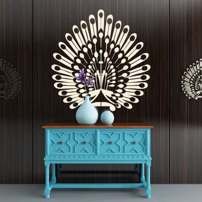 东南亚装饰柜 孔雀造型装饰 玄关柜