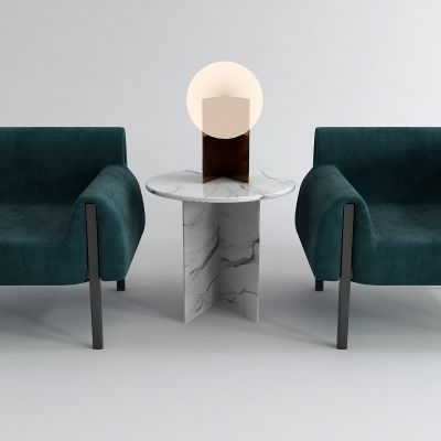 现代休闲椅 茶几台灯