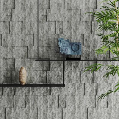 现代文化石 竹子 装饰摆件