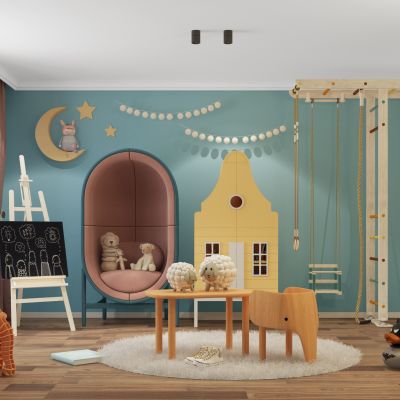 北欧现代儿童房 儿童玩具房3D模型