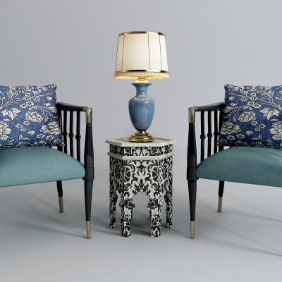 东南亚休闲椅 边几组合