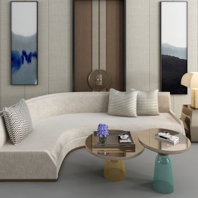 现代弧形沙发茶几组合