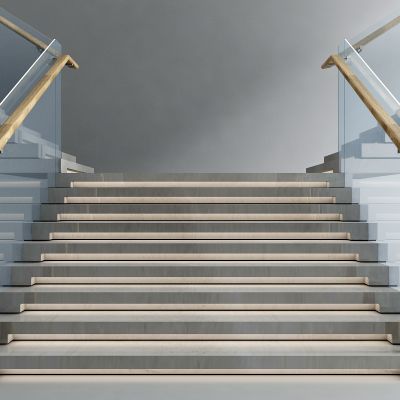 现代玻璃扶手楼梯