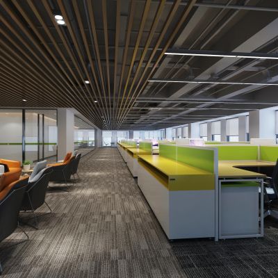 现代办公室 员工办公室 梁管架设备  办公桌椅组合 玻璃隔断