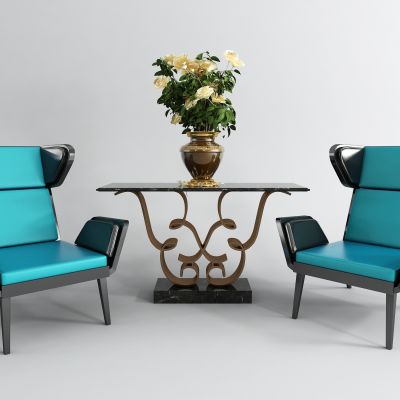 简欧案几 花艺 休闲椅