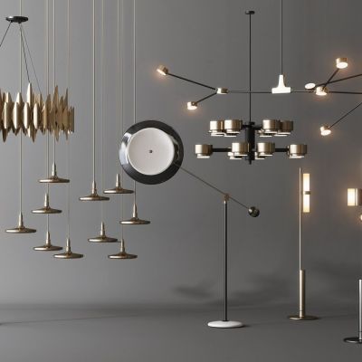 后现代金属吊灯组合