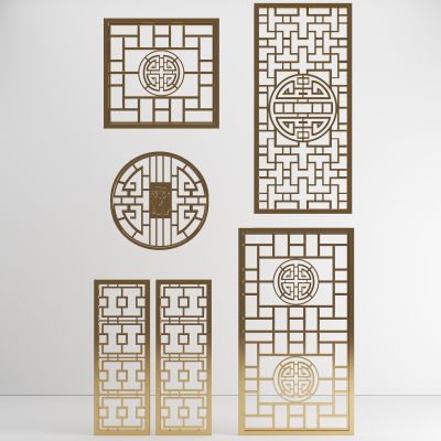 中式窗花屏风隔断