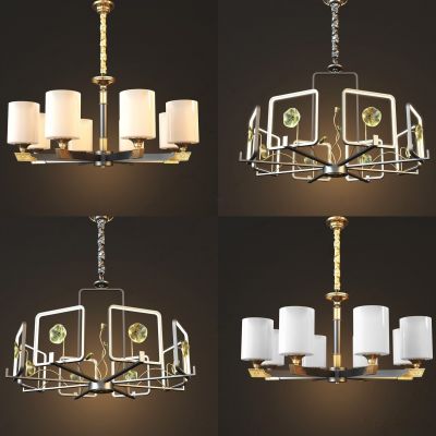 新中式图案荷花吊灯组合