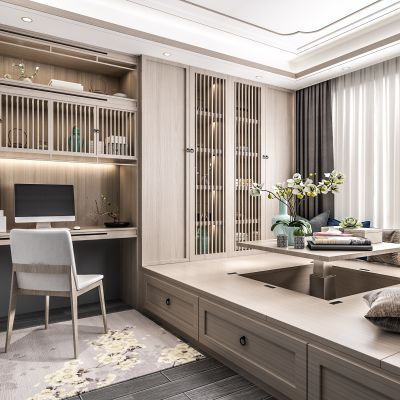 新中式榻榻米书房