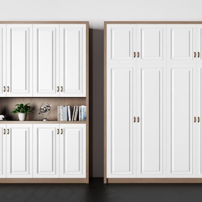 现代实木衣柜 书 植物 柜子 金属 拉手 门板