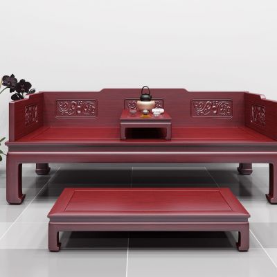 中式雕刻祥云罗汉床