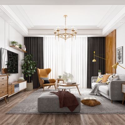 北欧客餐厅 沙发 茶几 餐桌 柜子