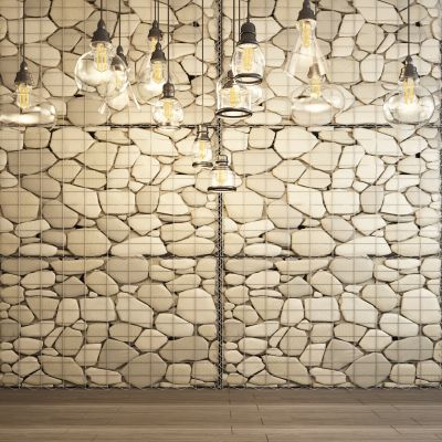 现代自然风石头背景吊灯组合