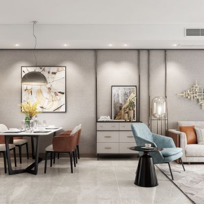 现代轻奢客餐厅玄关组合