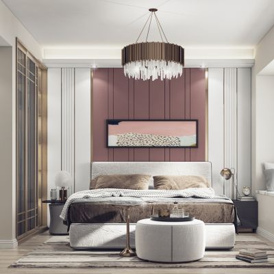 现代简约粉色主卧