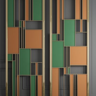 工业风金属铁艺彩色玻璃屏风组合